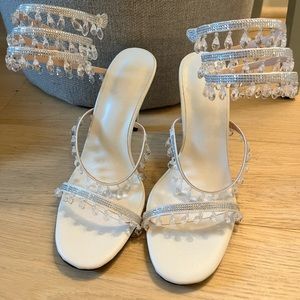 White wrap around heels